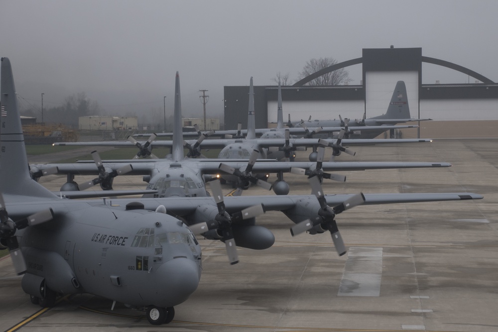 Five ship formation flight at 179th Airlift Wing