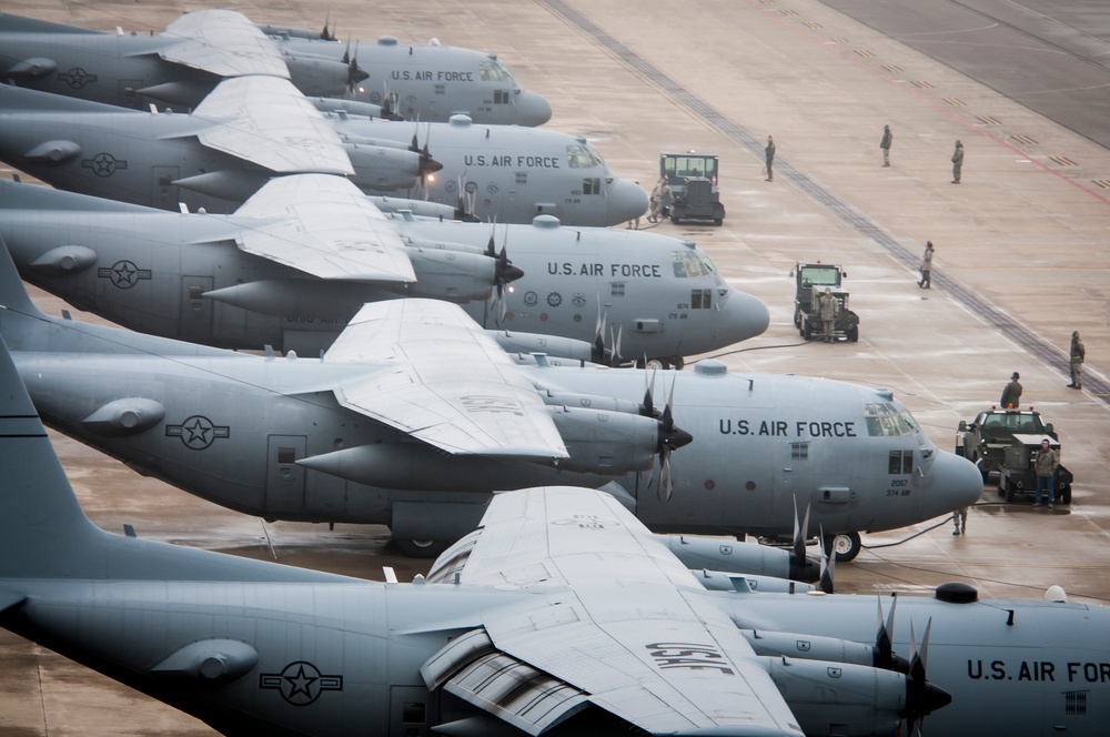 Five Ship Formation Flight at 179th Airlift Wing