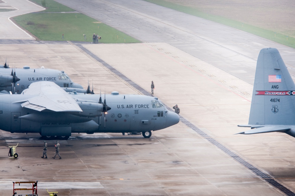 Five Ship Formation Flight at 179th Airlift Wing