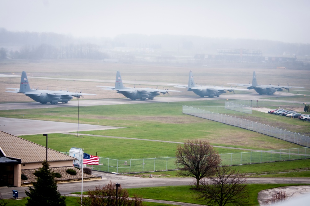 Five Ship Formation Flight at 179th Airlift Wing
