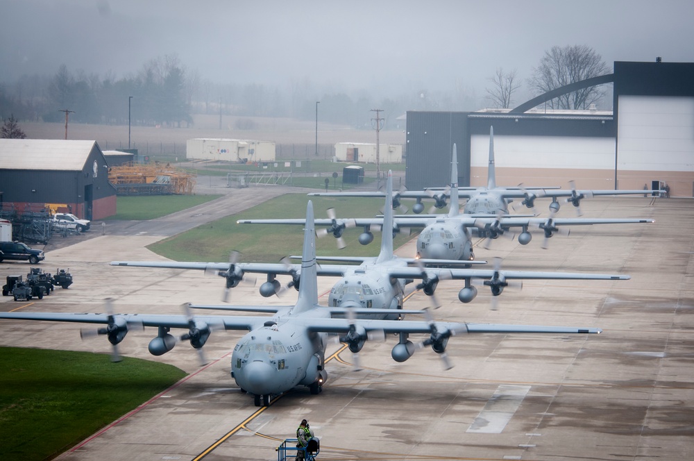Five Ship Formation Flight at 179th Airlift Wing