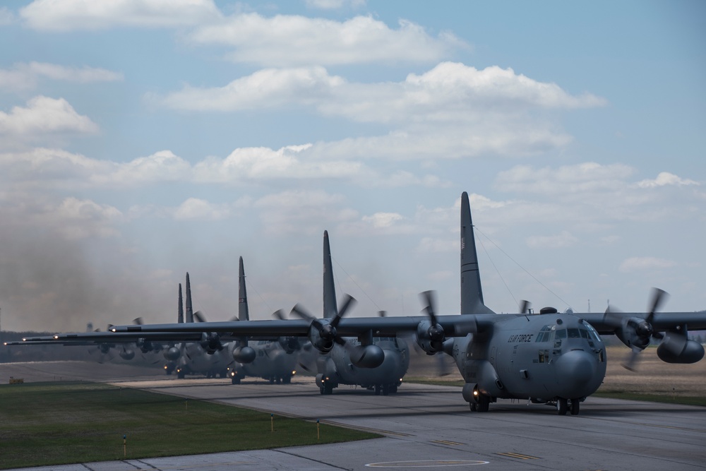 Five ship formation flight at 179th Airlift Wing