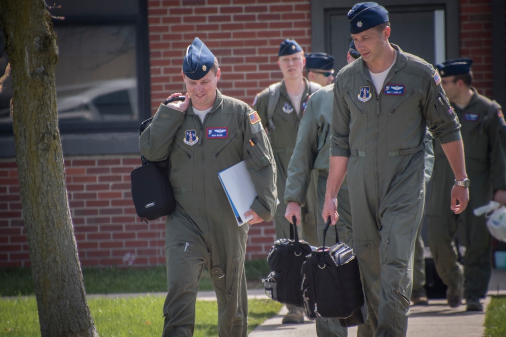 Five ship formation flight at 179th Airlift Wing