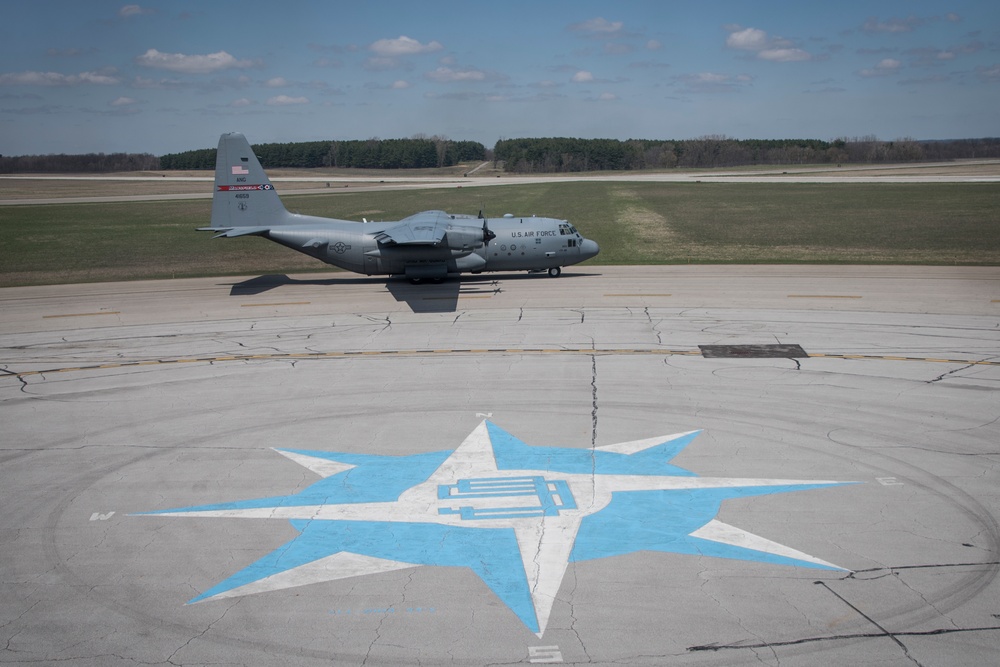 Five ship formation flight at 179th Airlift Wing