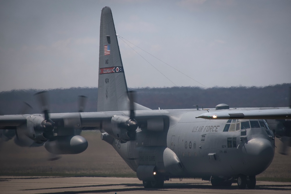 Five ship formation flight at 179th Airlift Wing