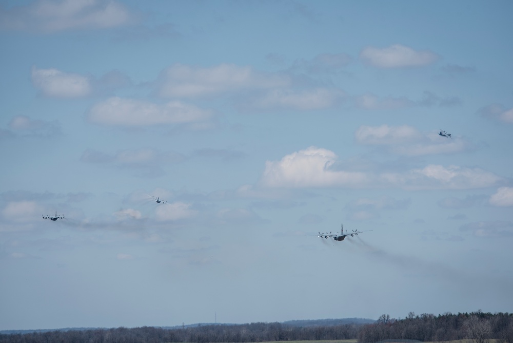 Five ship formation flight at 179th Airlift Wing