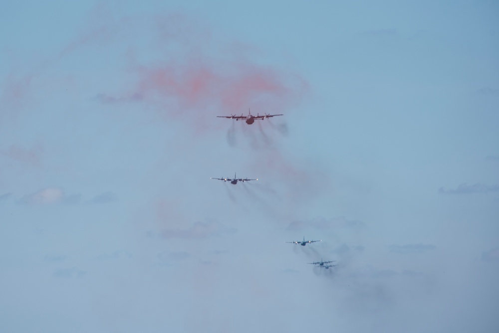 Five ship formation flight at 179th Airlift Wing