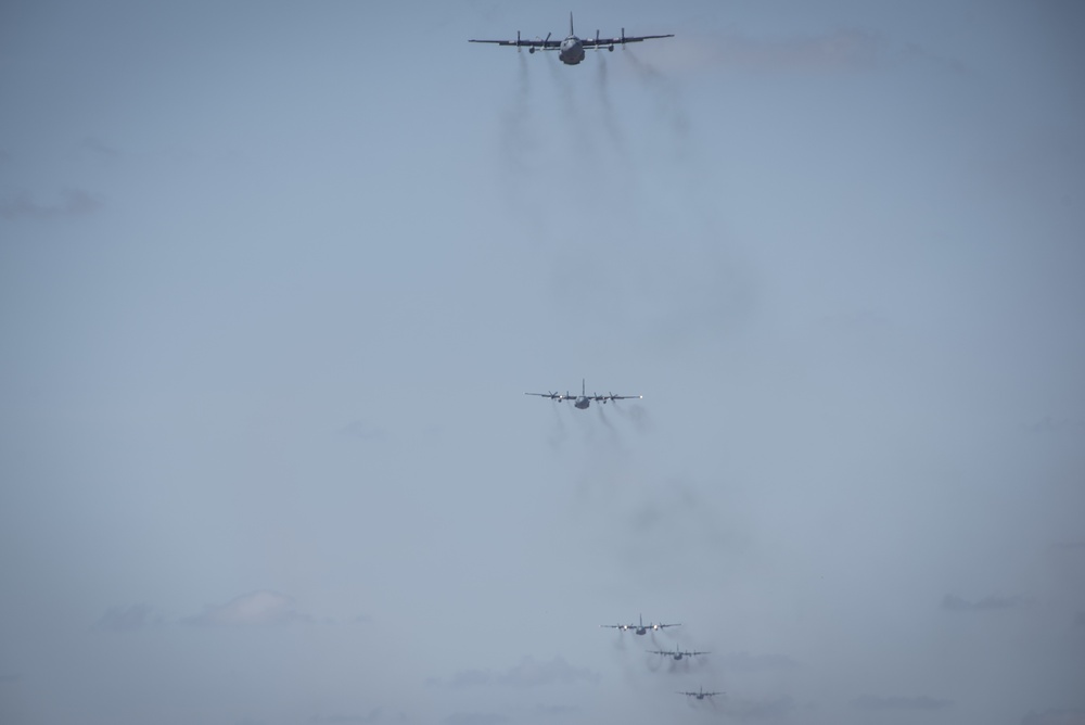 Five ship formation flight at 179th Airlift Wing