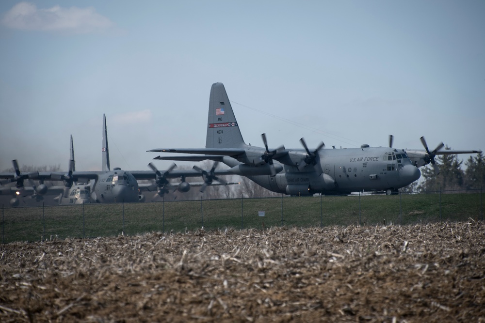 Five ship formation flight at 179th Airlift Wing