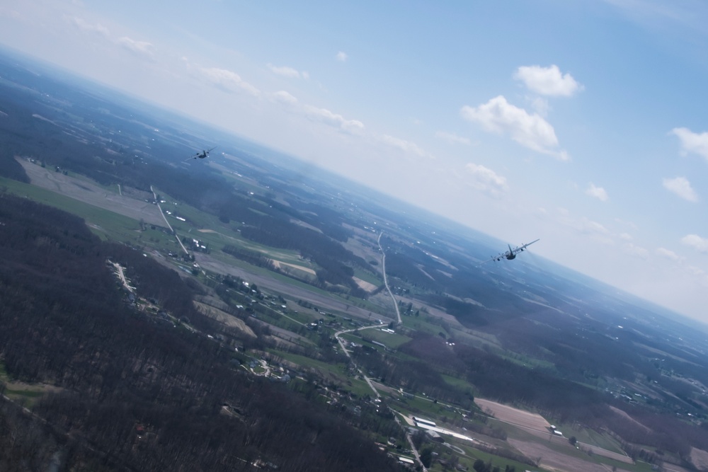 Five ship formation flight at 179th Airlift Wing