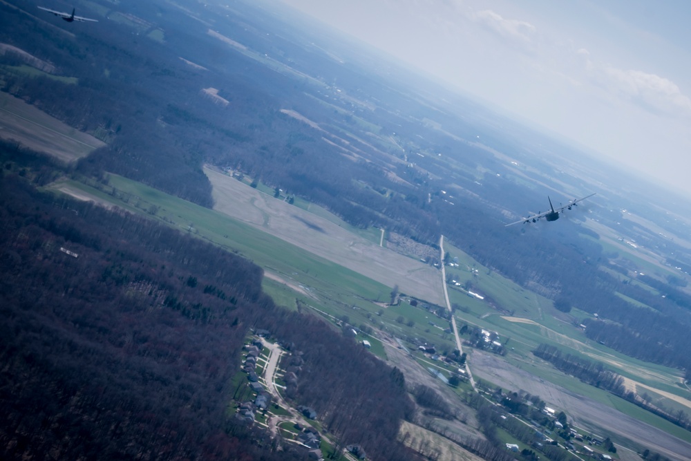 Five ship formation flight at 179th Airlift Wing