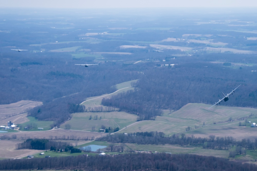 Five ship formation flight at 179th Airlift Wing