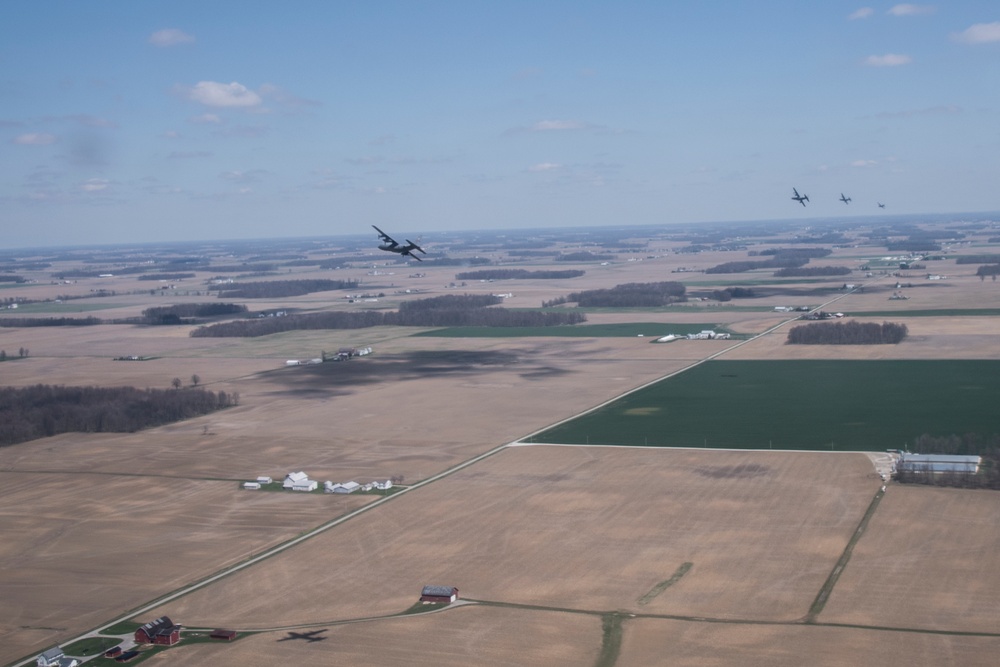 Five ship formation flight at 179th Airlift Wing