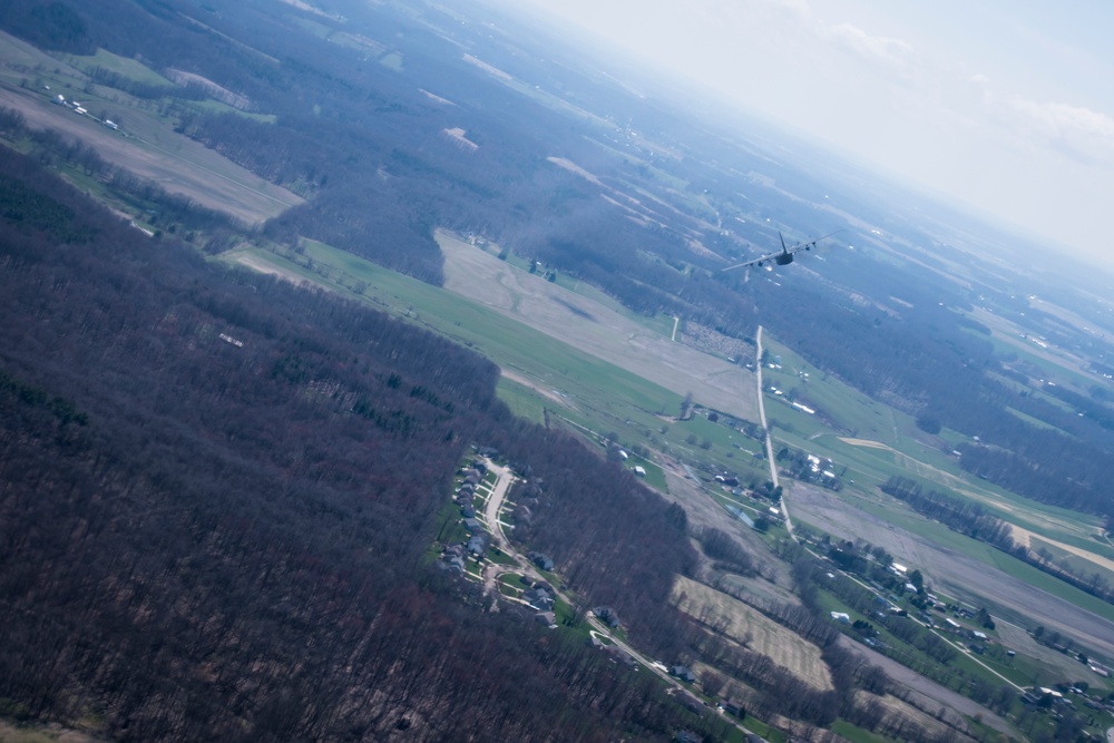 Five ship formation flight at 179th Airlift Wing