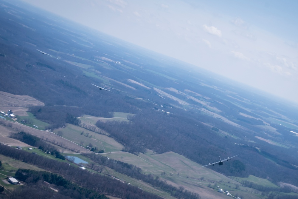 Five ship formation flight at 179th Airlift Wing