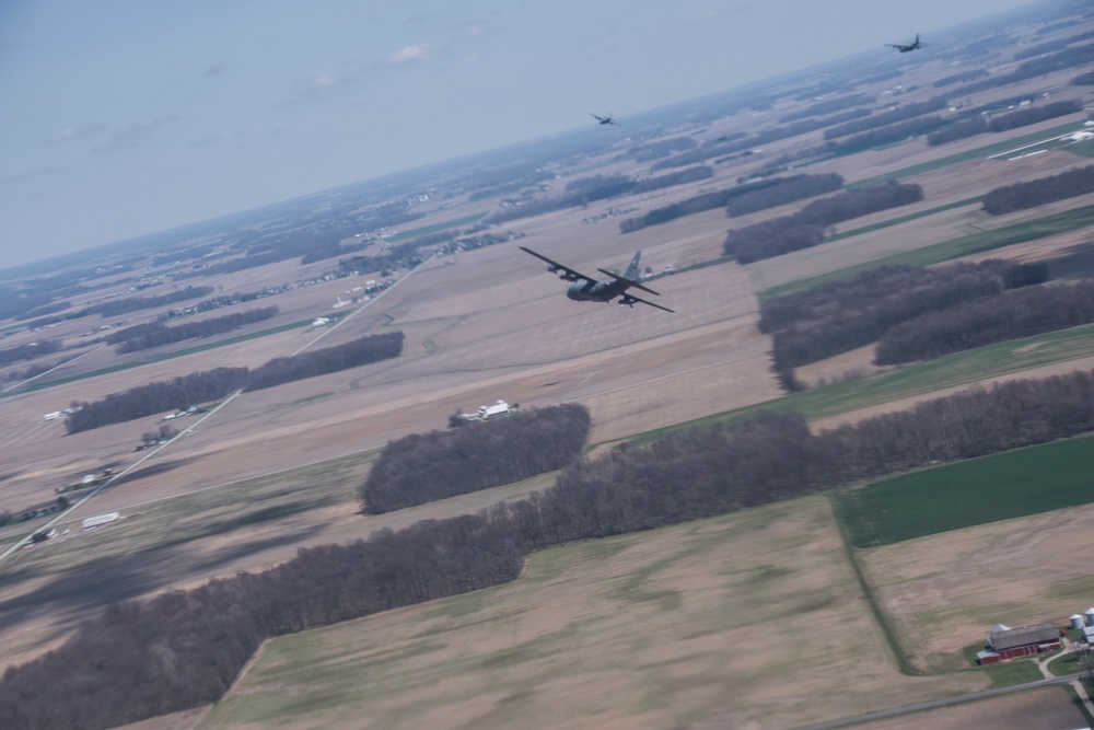 Five ship formation flight at 179th Airlift Wing