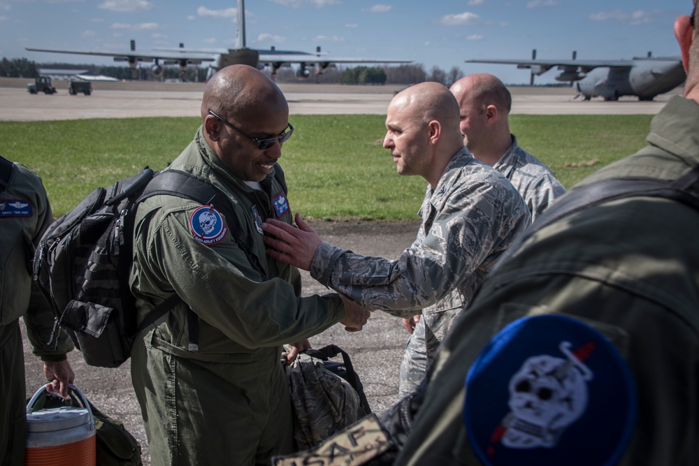 Five ship formation flight at 179th Airlift Wing