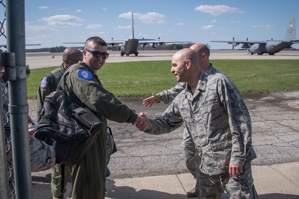 Five ship formation flight at 179th Airlift Wing