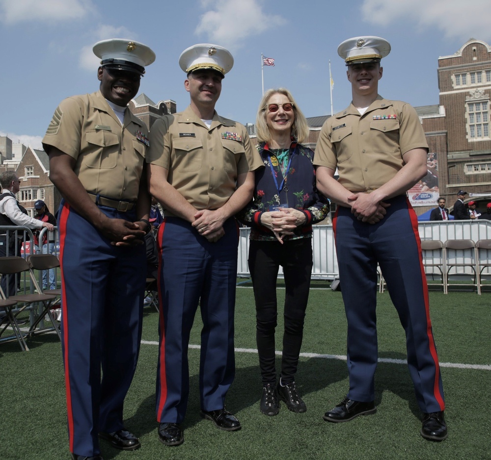 Marines share core values with student athletes at Penn Relays