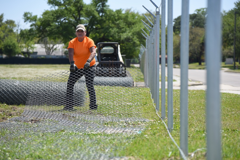 New Division Street Gate entrance construction fence goes up