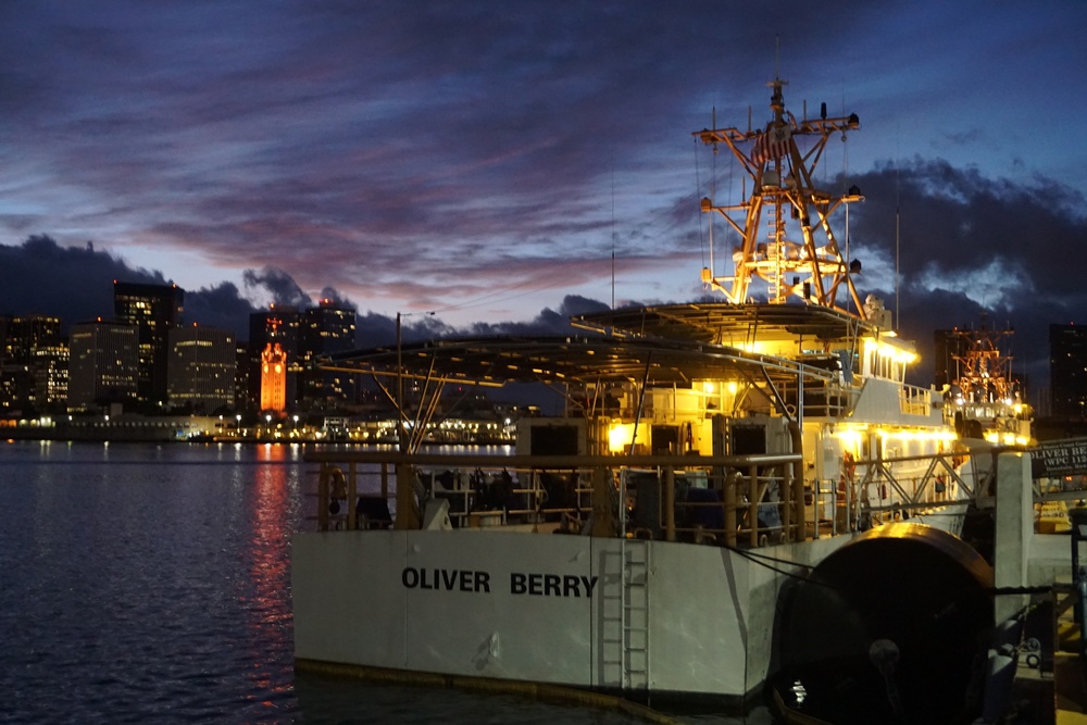 USCGC Oliver Berry observes Honolulu sunrise