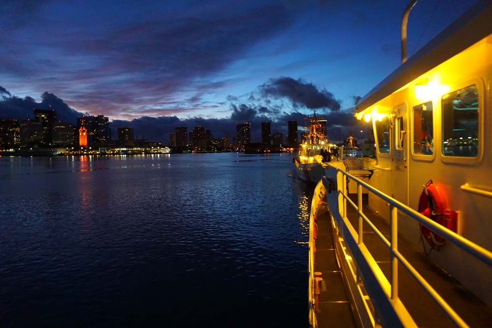 USCGC Oliver Berry observes Honolulu sunrise