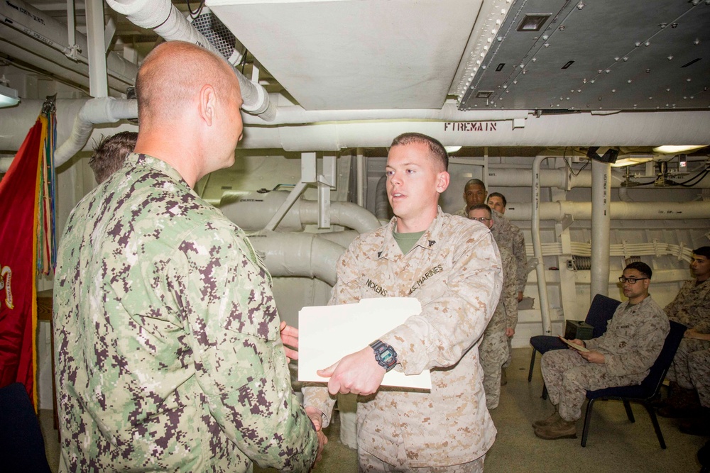 April 30th Corporal’s Course Graduation aboard the USS New York
