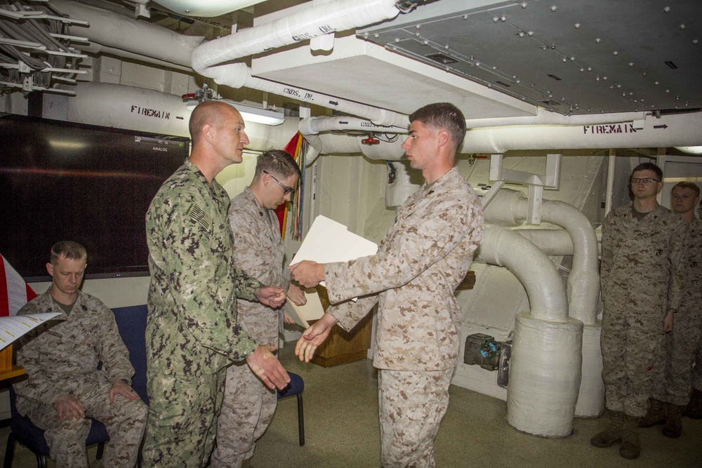 April 30th Corporal’s Course Graduation aboard the USS New York