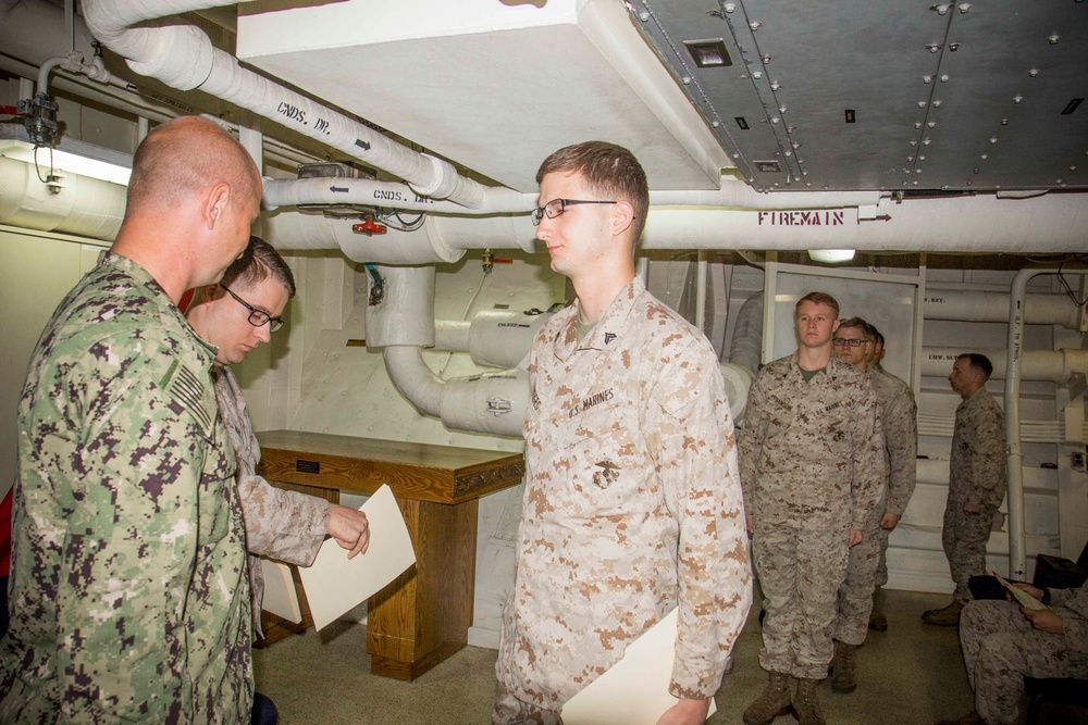 April 30th Corporal’s Course Graduation aboard the USS New York