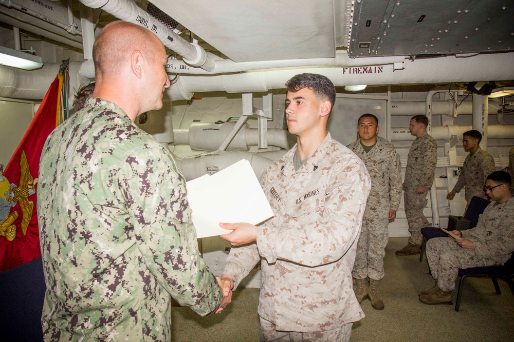 April 30th Corporal’s Course Graduation aboard the USS New York