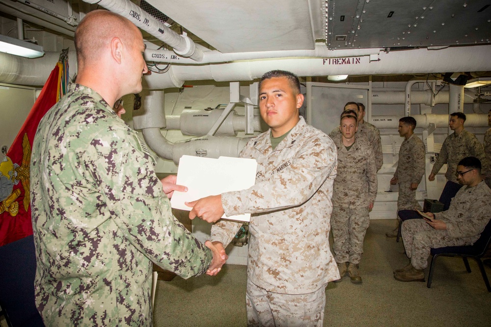 April 30th Corporal’s Course Graduation aboard the USS New York