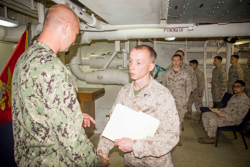 April 30th Corporal’s Course Graduation aboard the USS New York