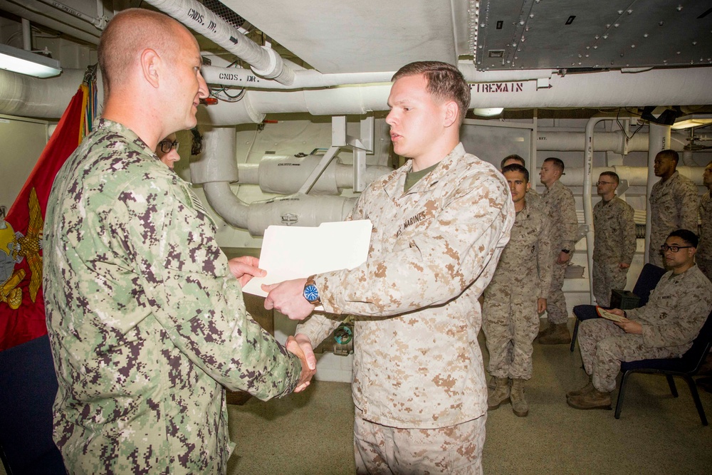April 30th Corporal’s Course Graduation aboard the USS New York