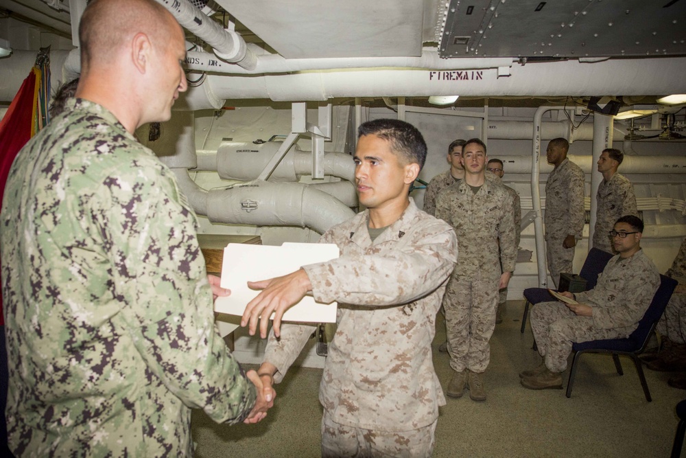 April 30th Corporal’s Course Graduation aboard the USS New York