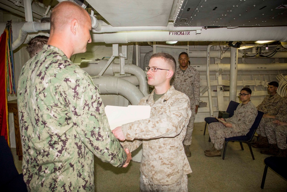 April 30th Corporal’s Course Graduation aboard the USS New York