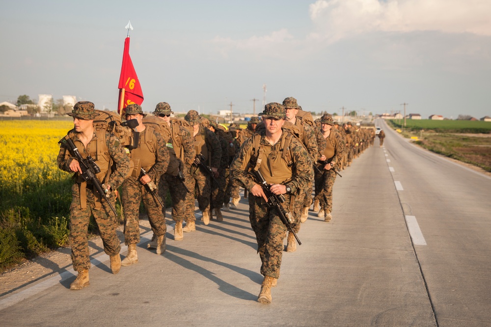 Step Together, Fight Together: BSRF Marines 6 Mile Hike