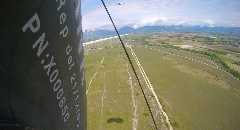 Italian Air Force and U.S. Army 173rd Airborne Brigade Airdrop Cooperation, 27 April 2018.