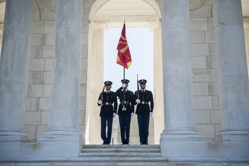 Macedonian Defense Minister Radmila Shekerinska Participates in an Armed Forces Full Honors Wreath-Laying Ceremony at the Tomb of the Unknown Soldier