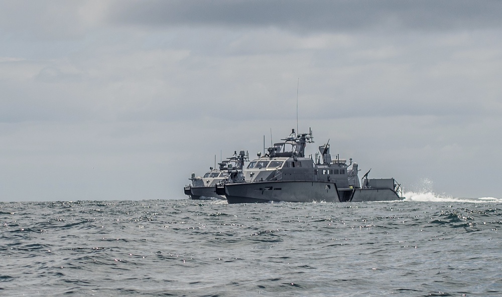 Mark VI Patrol Boats underway during Unit Level Training