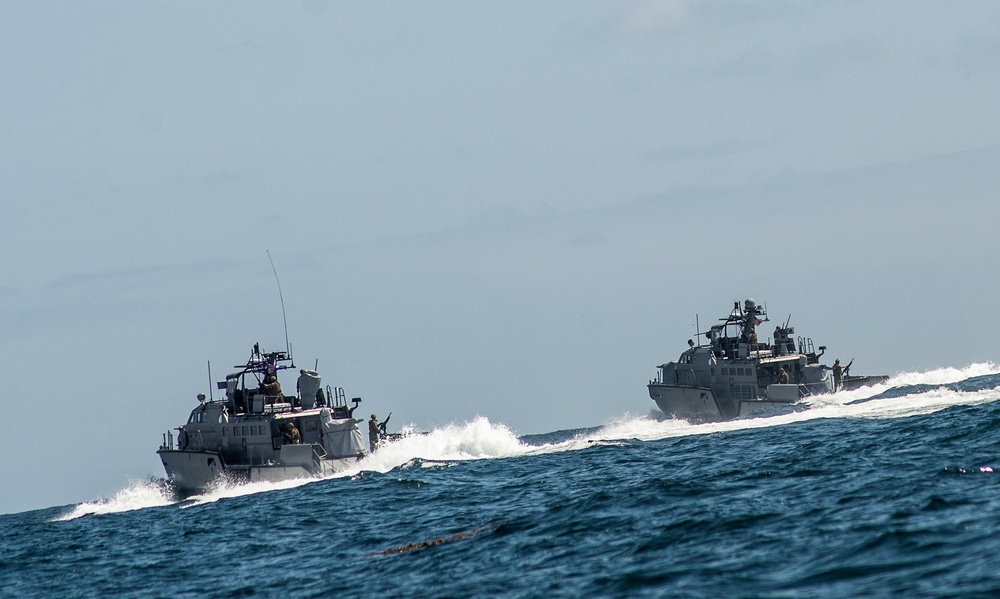 Mark VI Patrol Boats underway during Unit Level Training