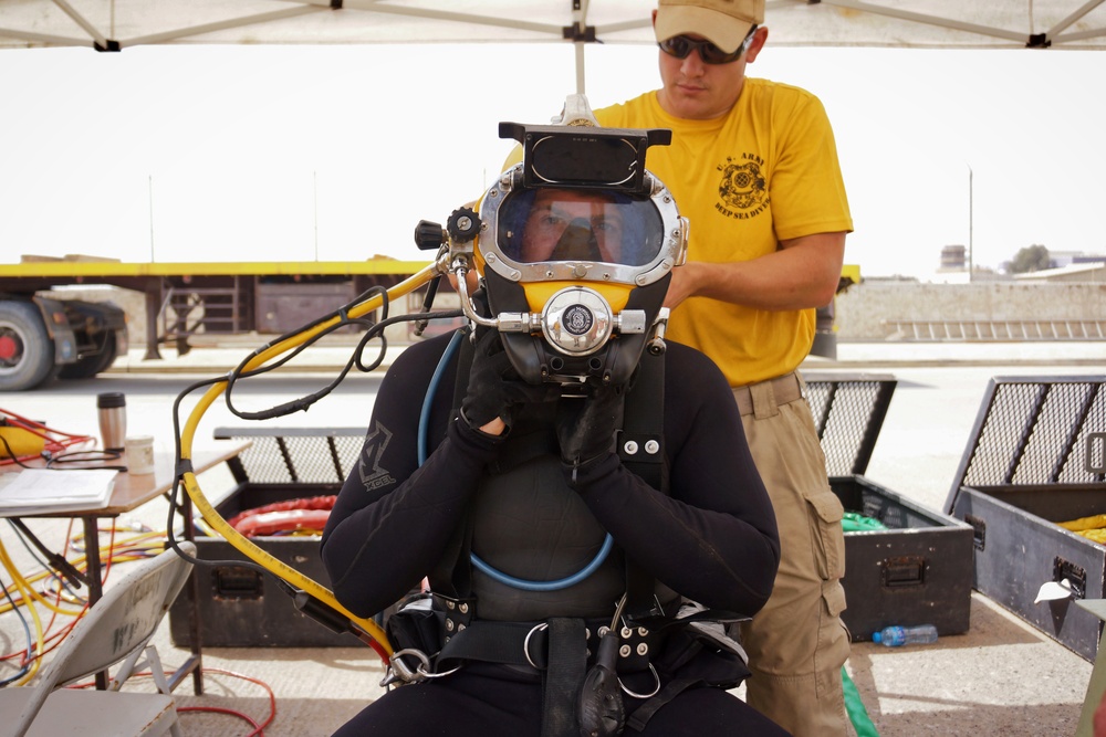 Divers Conduct Underwater Welding Training at Kuwait Naval Base
