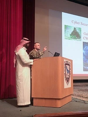 28th Infantry Division soldier lectures on cyber threats during Gulf Shield One