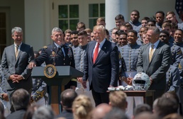 President Trump presents Commander-in-Chief's Trophy to Army team of 'fighters'
