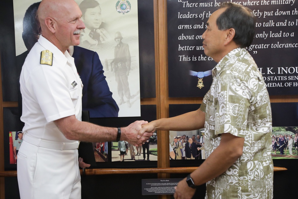 Adm. Scott H. Swift visits the Daniel K. Inouye Asia-Pacific Center for Security Studies.