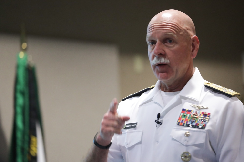 Adm. Scott H. Swift visits the Daniel K. Inouye Asia-Pacific Center for Security Studies.