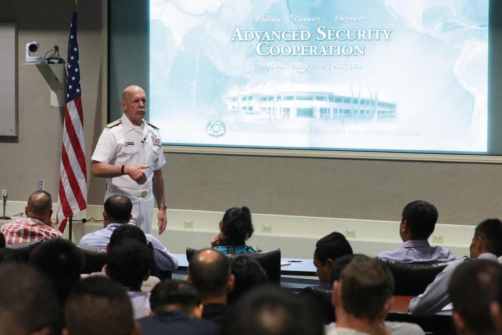 Adm. Scott H. Swift visits the Daniel K. Inouye Asia-Pacific Center for Security Studies .