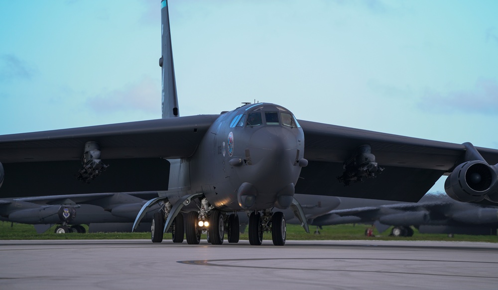 B-52H bombers conduct training missions over Alaska, Hawaii