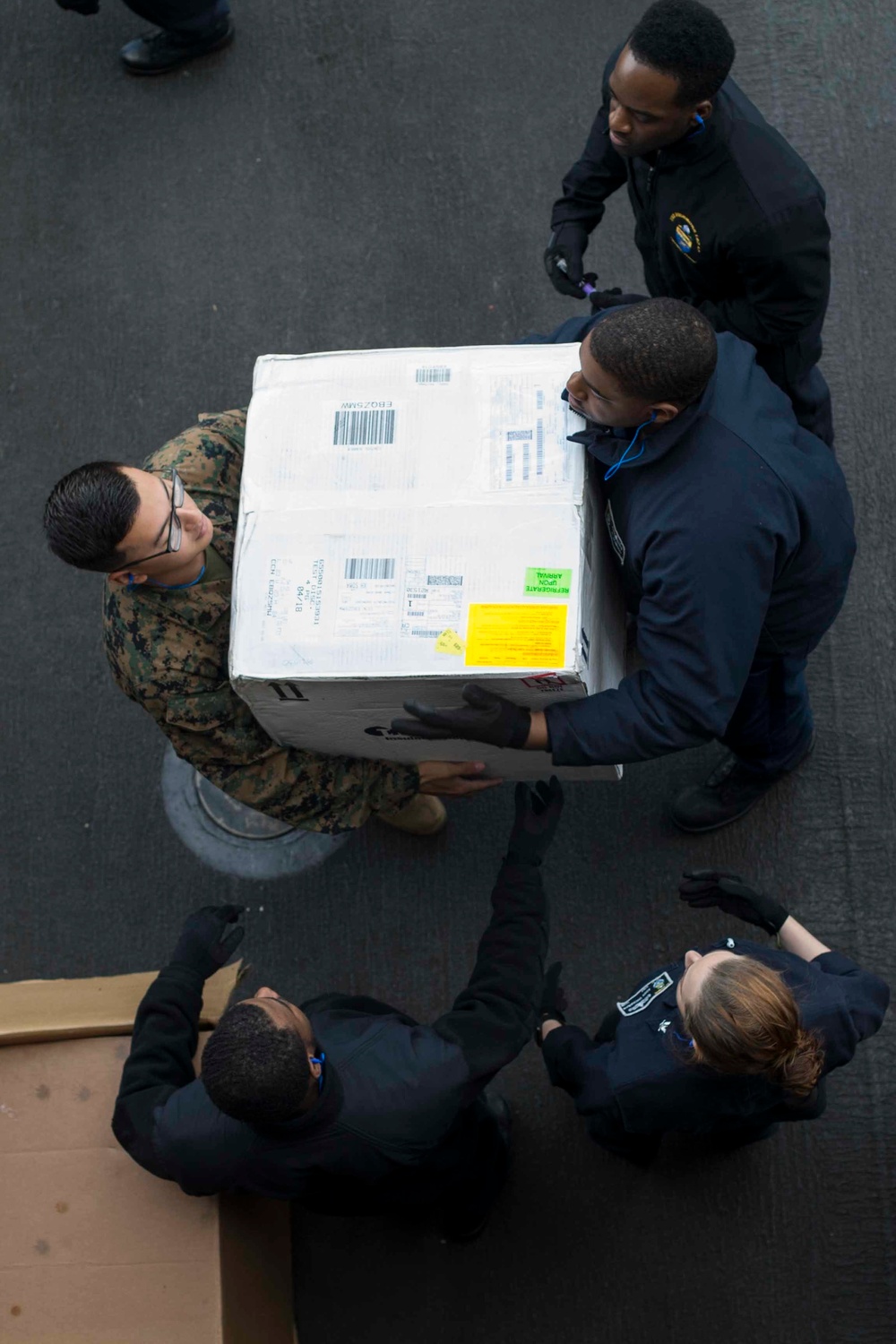 USS Rushmore undergoes replenishment at sea