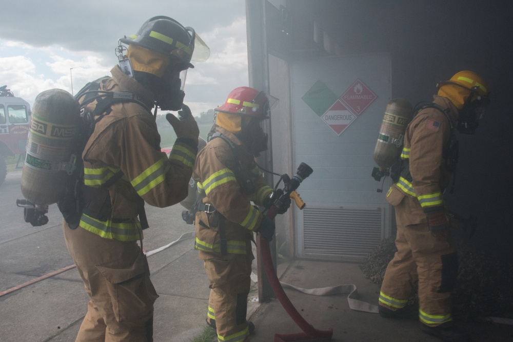 Fire fighter exercise 424th Air Base Squadron