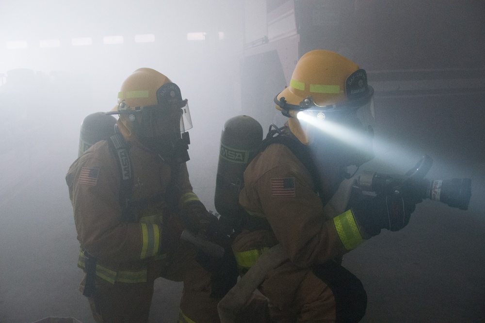 Fire fighter exercise 424th Air Base Squadron